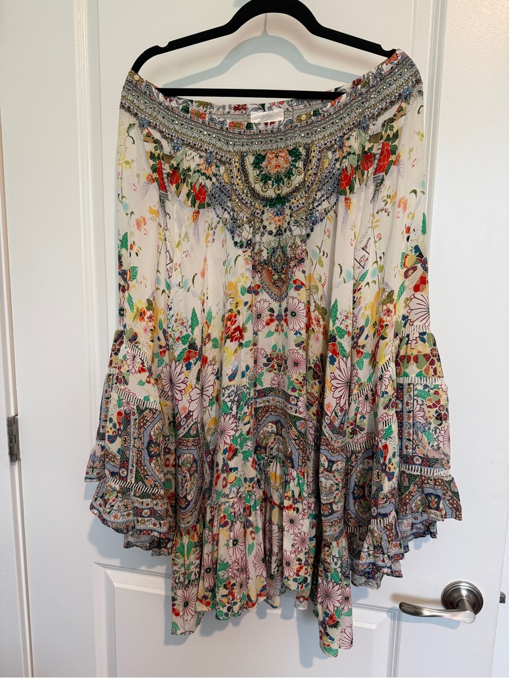 Camilla Boho Floral Mini dress  - White Multi
